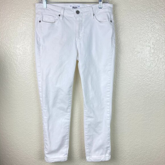 Paige Kylie Crop Women's White Jeans Cuffed Hem Sz 29 - Picture 1 of 10